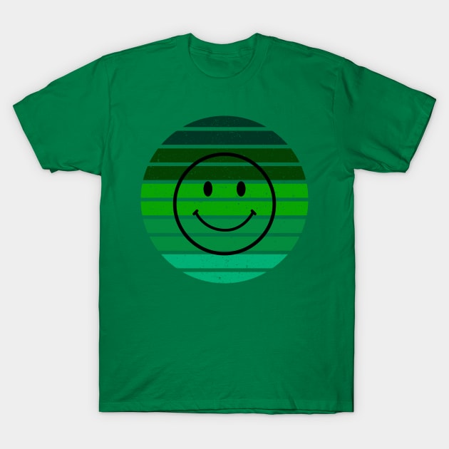 Green retro sunset St Patricks Day Smiley Guy T-Shirt by WearablePSA
